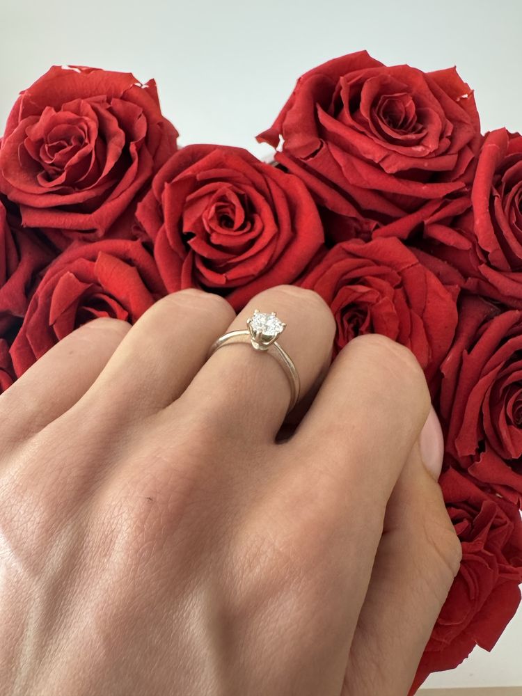 Pierścionek z diamentem, 0,73 ct VVS2 D, białe złoto, z brylantem