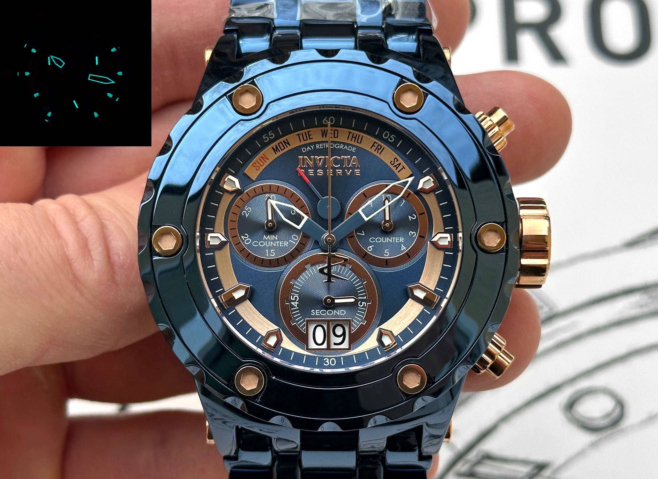 Invicta 39849 Reserve Subaqua Swiss Ronda 8040.N 52 mm. Blue 500 MT