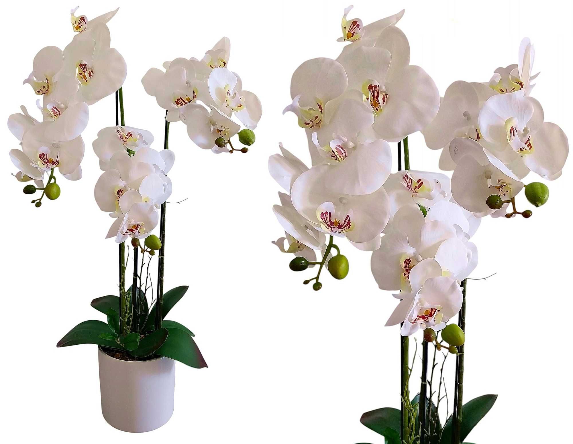 Sztuczny storczyk w doniczce duży wysoka biała orchidea 70cm