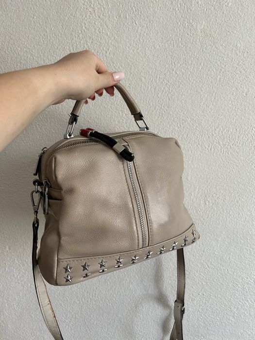 Сумка бежева жіноча натуральна шкіра