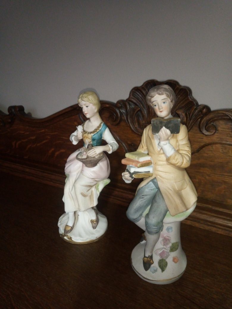 Para figurek porcelanowych Dama i Pan Hrabia porcelana sygnowana antyk