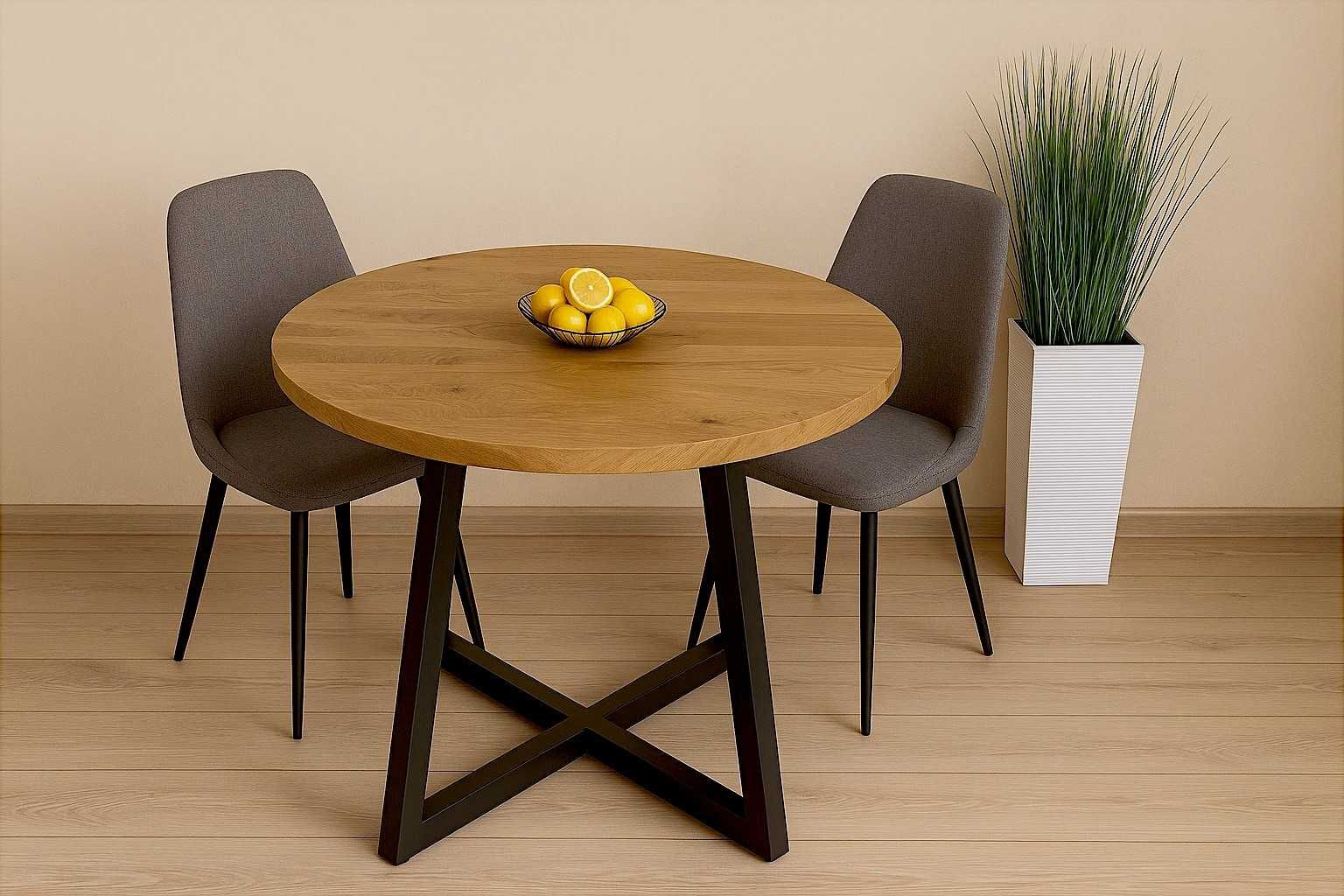 Stół Dębowy Okrągły LOFT, 100% Lite Drewno, Różne Wymiary, Rozkładany.