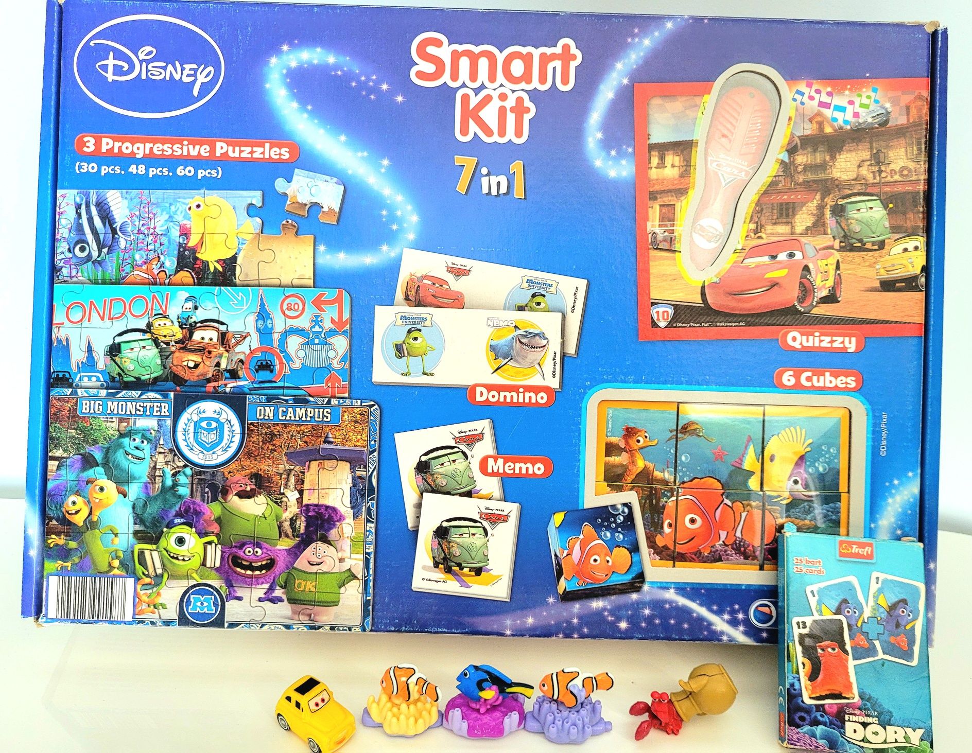 Zestaw 7x gry Clementoni Disney Smart Kit 7in1 puzzle, quizy, memo
