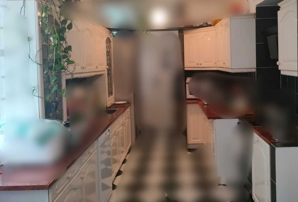 Meble kuchenne używane, białe, blaty, szafki wiszące