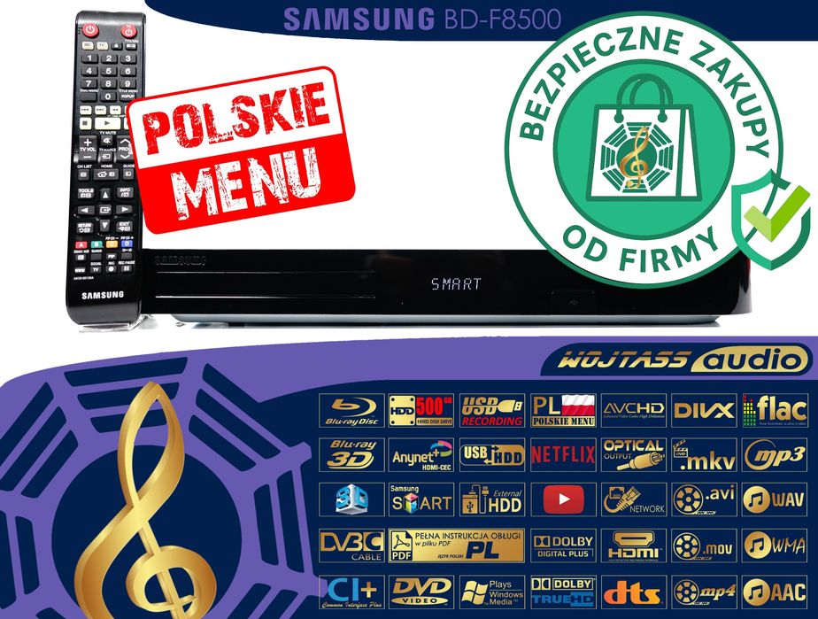 Multimedialny Odtwarzacz Blu-Ray Samsung BD-F8500 Wi-Fi USB HDD 500 GB