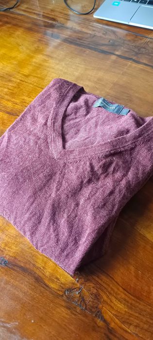 Sweter z wełny z merynosa Merino Wool L (large) bordowy