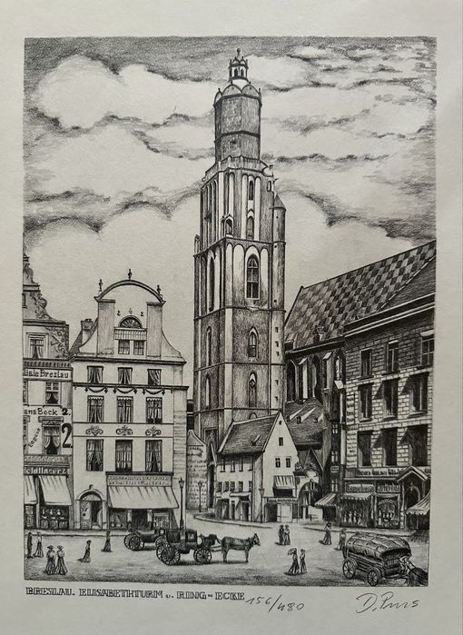 Grafika Wrocław  Breslau Kościół Garnizonowy