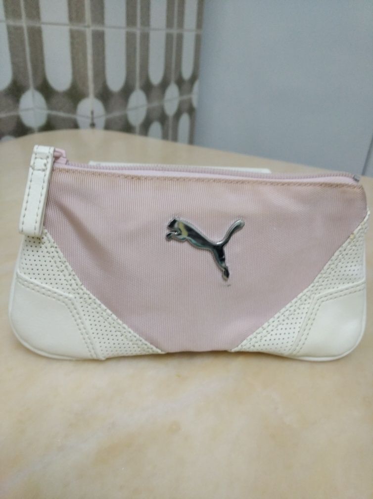 Bolsa Puma rosa e branca