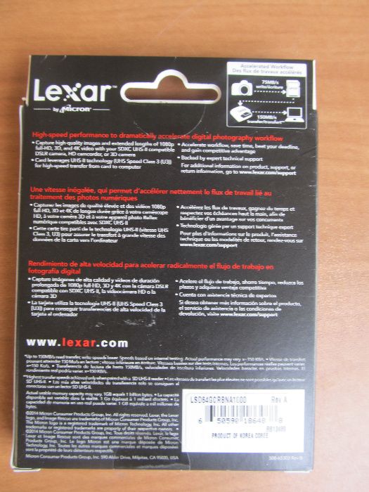 Оригінал США. Карта пам'яті 64 ГБ Lexar Professional 1000x SDXC UHS-II