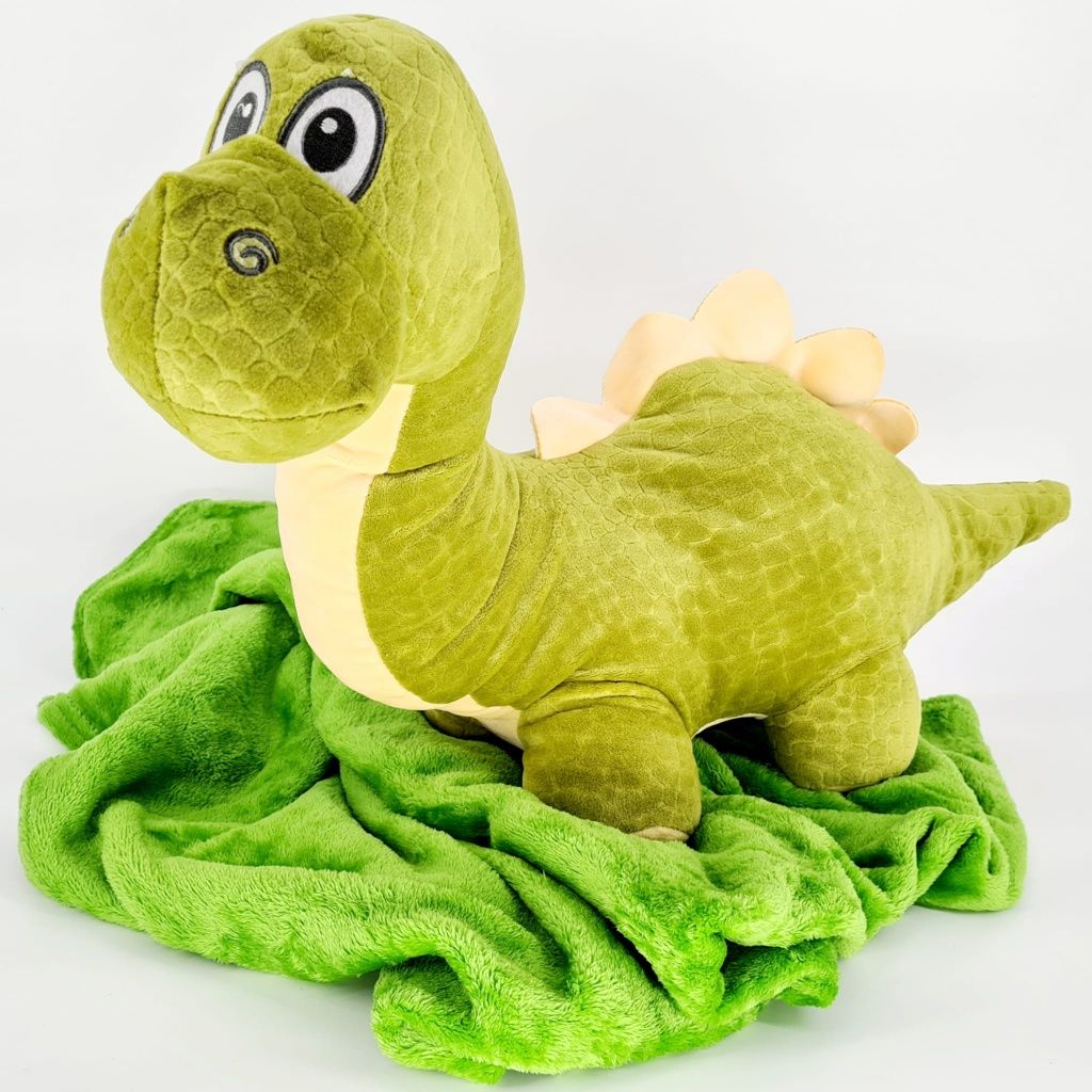 Pluszak Dinozaur zielony nowy maskotka z kocykiem zabawki