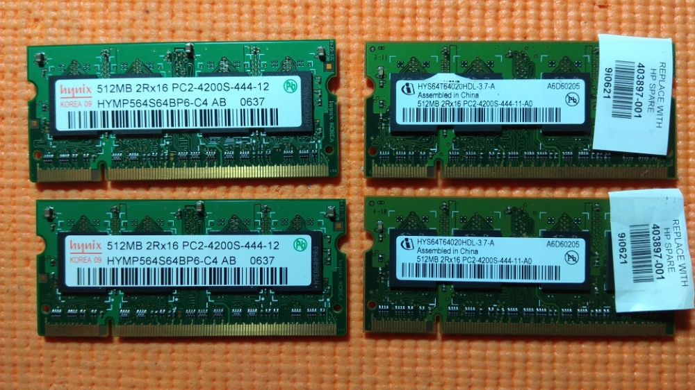 Memórias RAM 512MB, 1GB e 2GB