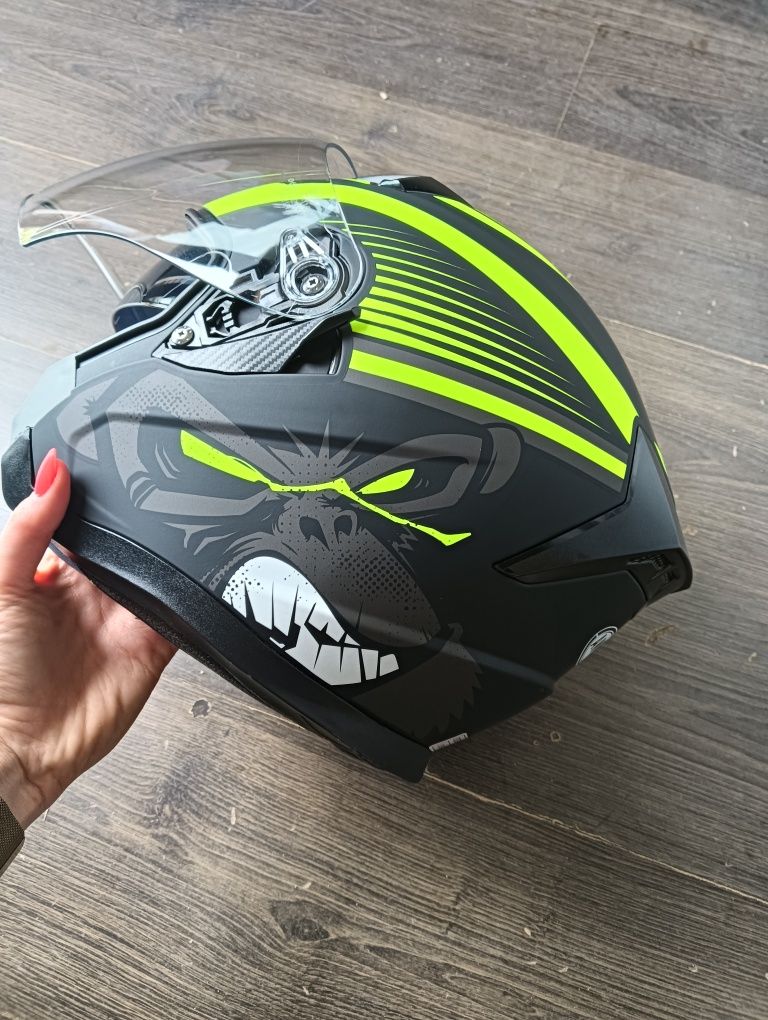 Nowy kask otwarty czarno żółty mat AWINA
