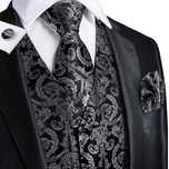 M L XL Kamizelka Krawat elegancka do garnituru Grafitowa czarna
