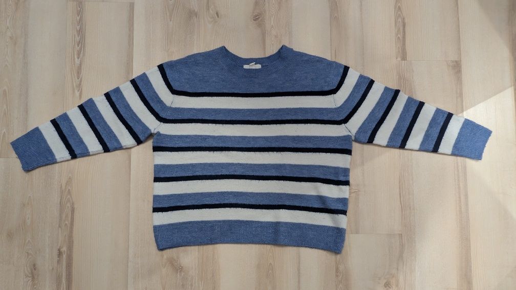Sweter H&M oversize boxy S niebieski w pasy