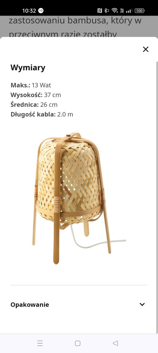 Ikea KNIXHULT lampka