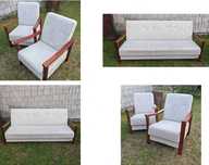 Zestaw wypoczynkowy w stylu retro - Sofa 3-osobowa + 2 fotele