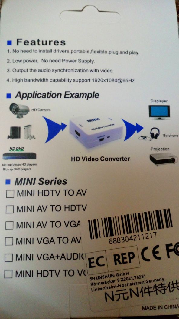 Conversor de HDMI para VGA (mini HDMI2VGA) - novo