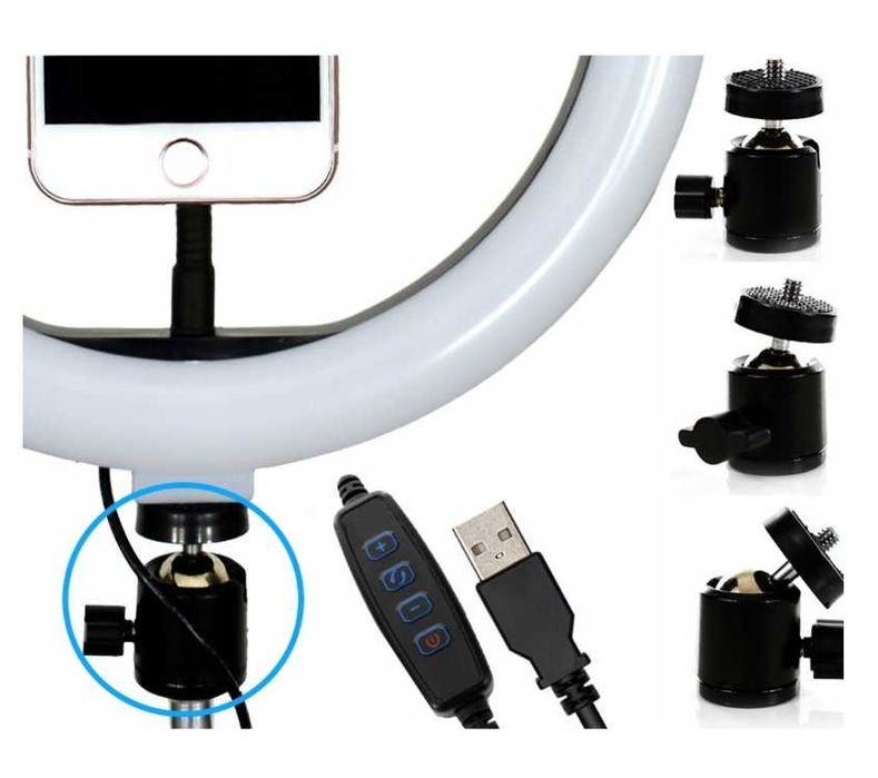 Duża Pierścieniowa Lampa LED do Makijażu,statyw Tripod, regulowana