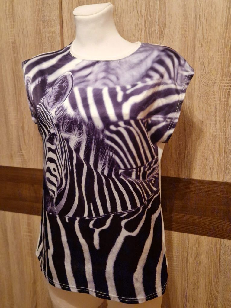 Bluzka zebra S/M koszulka paski elegancka 38