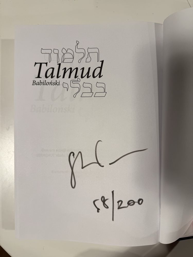 Talmud Babiloński Pardes z autografem