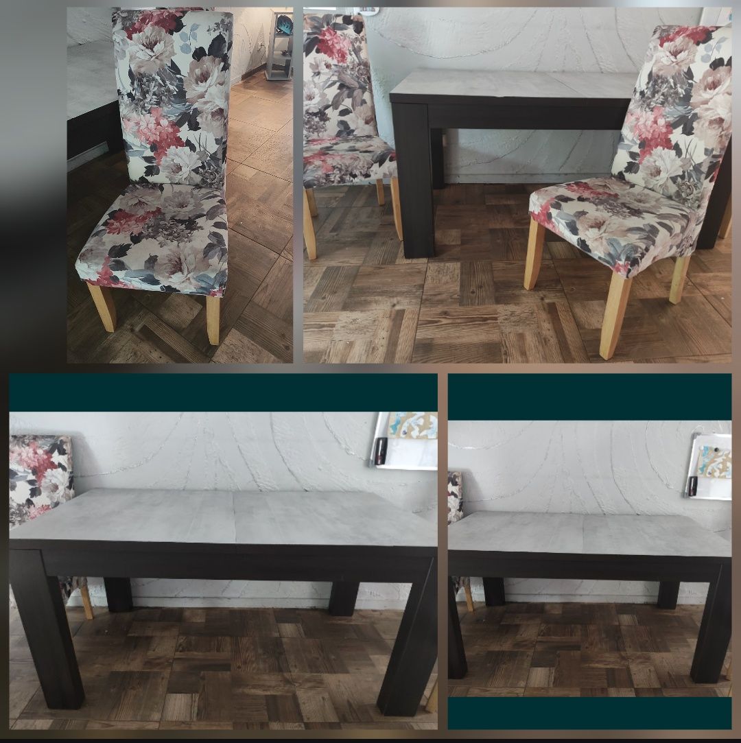 Stòł 90 x160 rozkładany 90x200 plus 3 krzesła