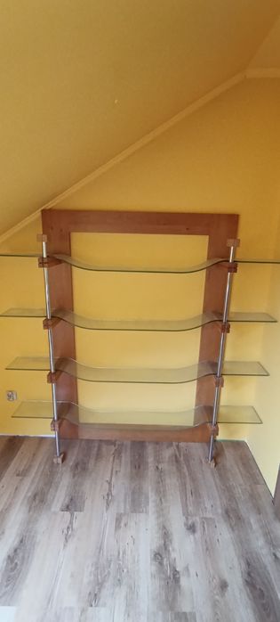 Regał szklany (szkło + drewno)