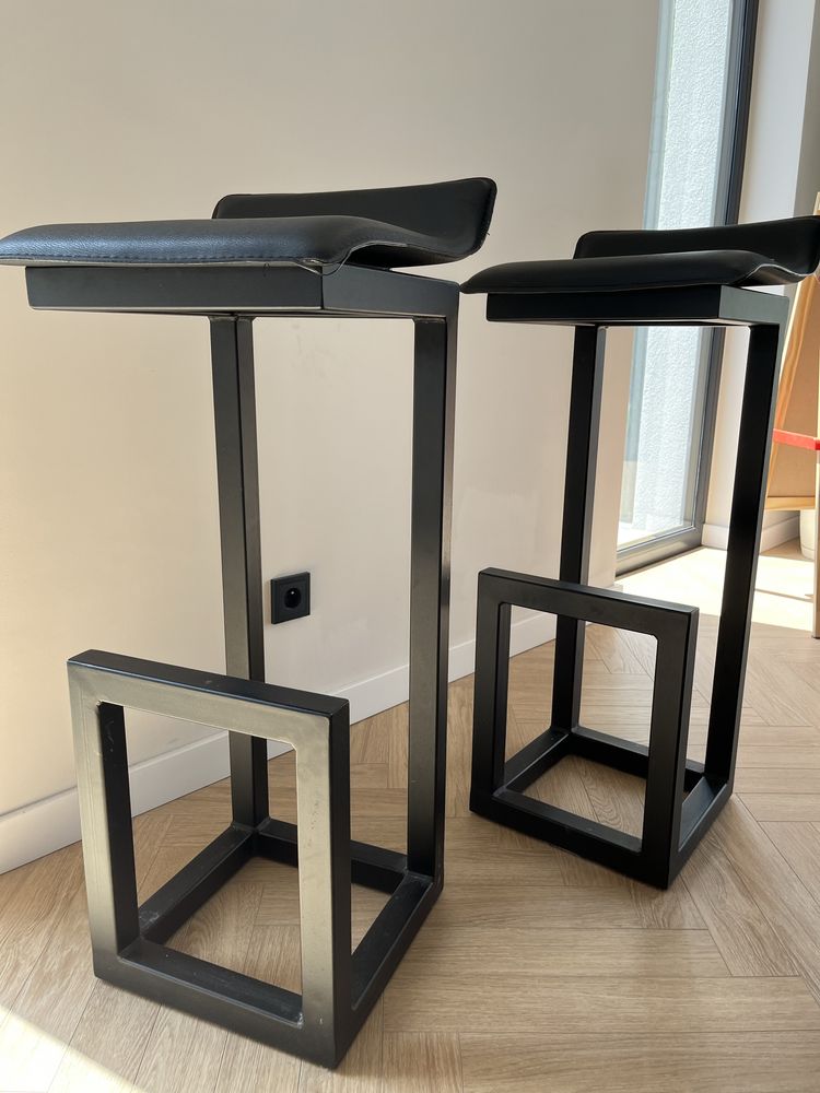 Krzesła barowe 2 szt wys. 80 cm stalowe malowane proszkowo