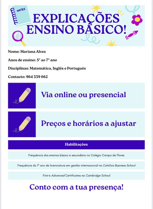 Explicações ensino básico