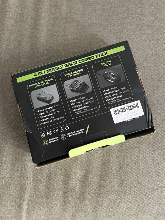 Zestaw gamingowy do telefonu: klawiatura + mysz + adapter