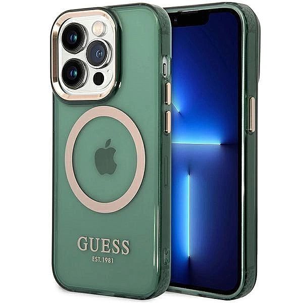 Etui Guess Gold Outline Translucent MagSafe na iPhone 14 Pro Max - zie