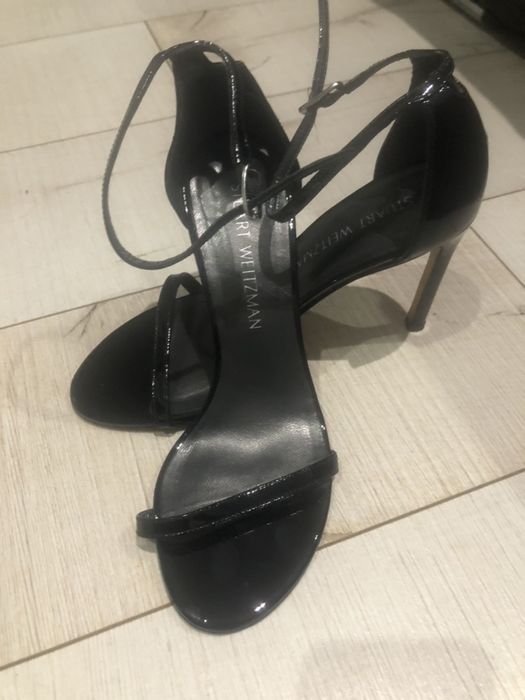 Stuart Weitzman sandałkki lakierowane czarne r 38