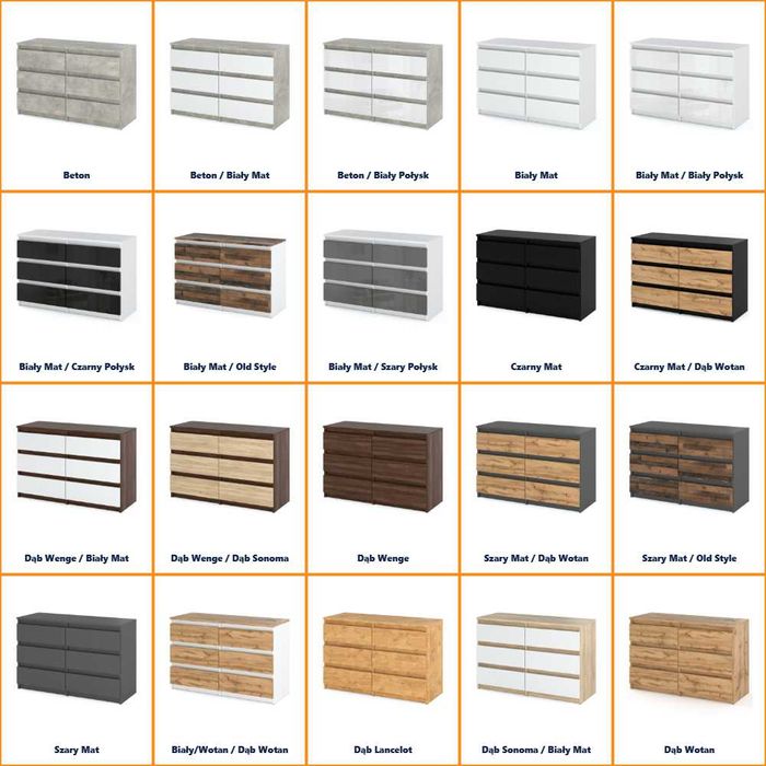 Komoda Nowoczesna Do Salonu 100cm Szafka Hugo 6 Szuflad Młodzieżowa