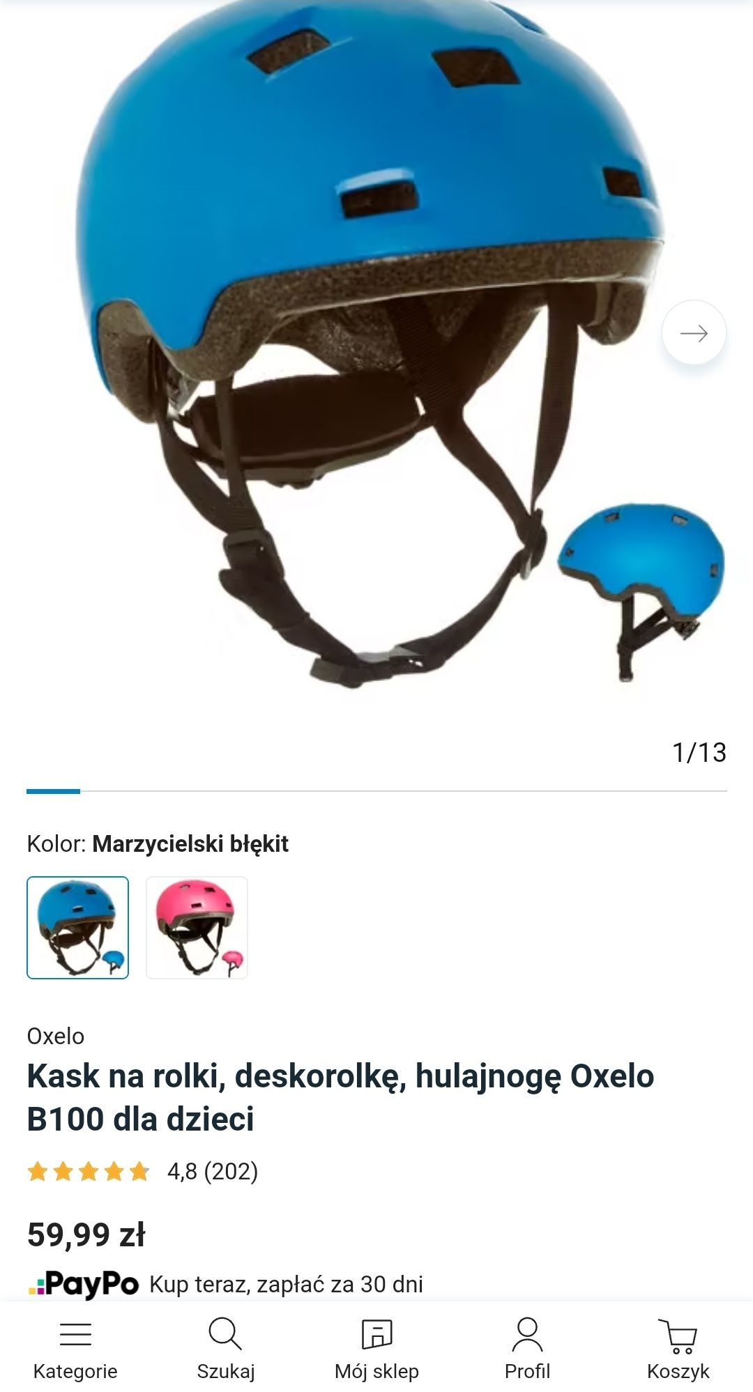 Hulajnoga trojkołowa niebieska+kask