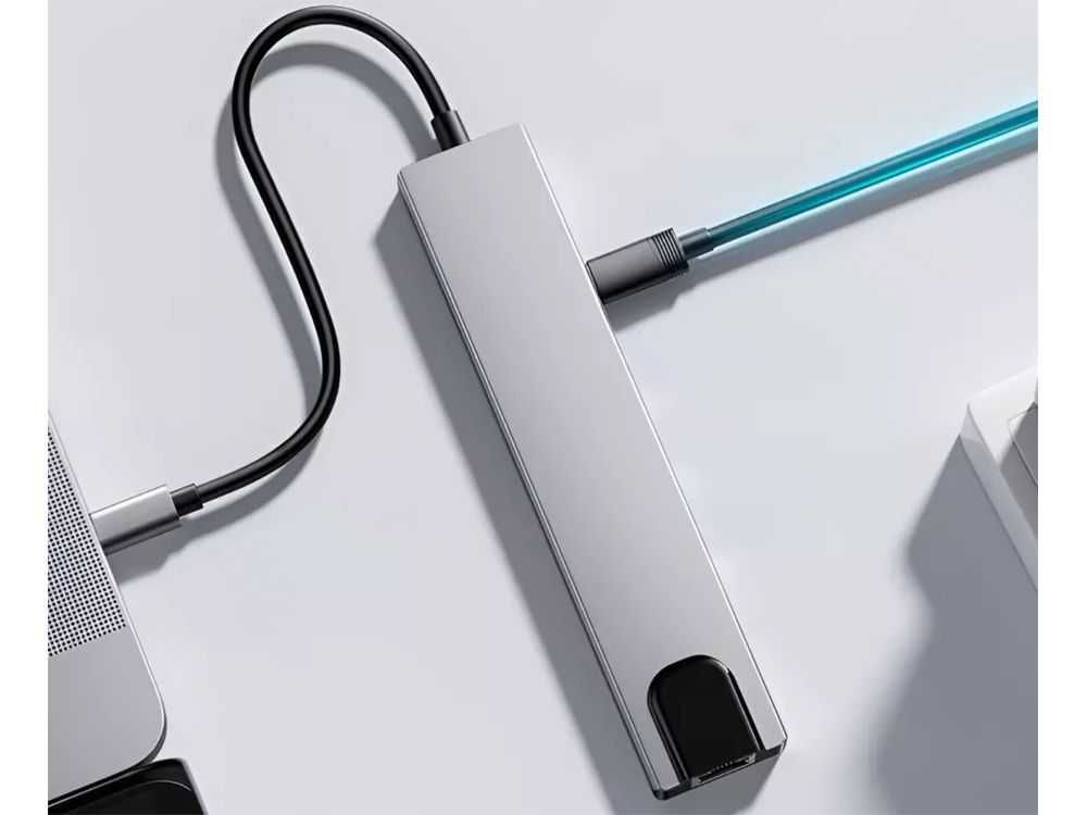 Hub USB-C 8w1: PD 100W HDMI, RJ45, 2xUSB-A, USB-C, czytnik kart  06331
