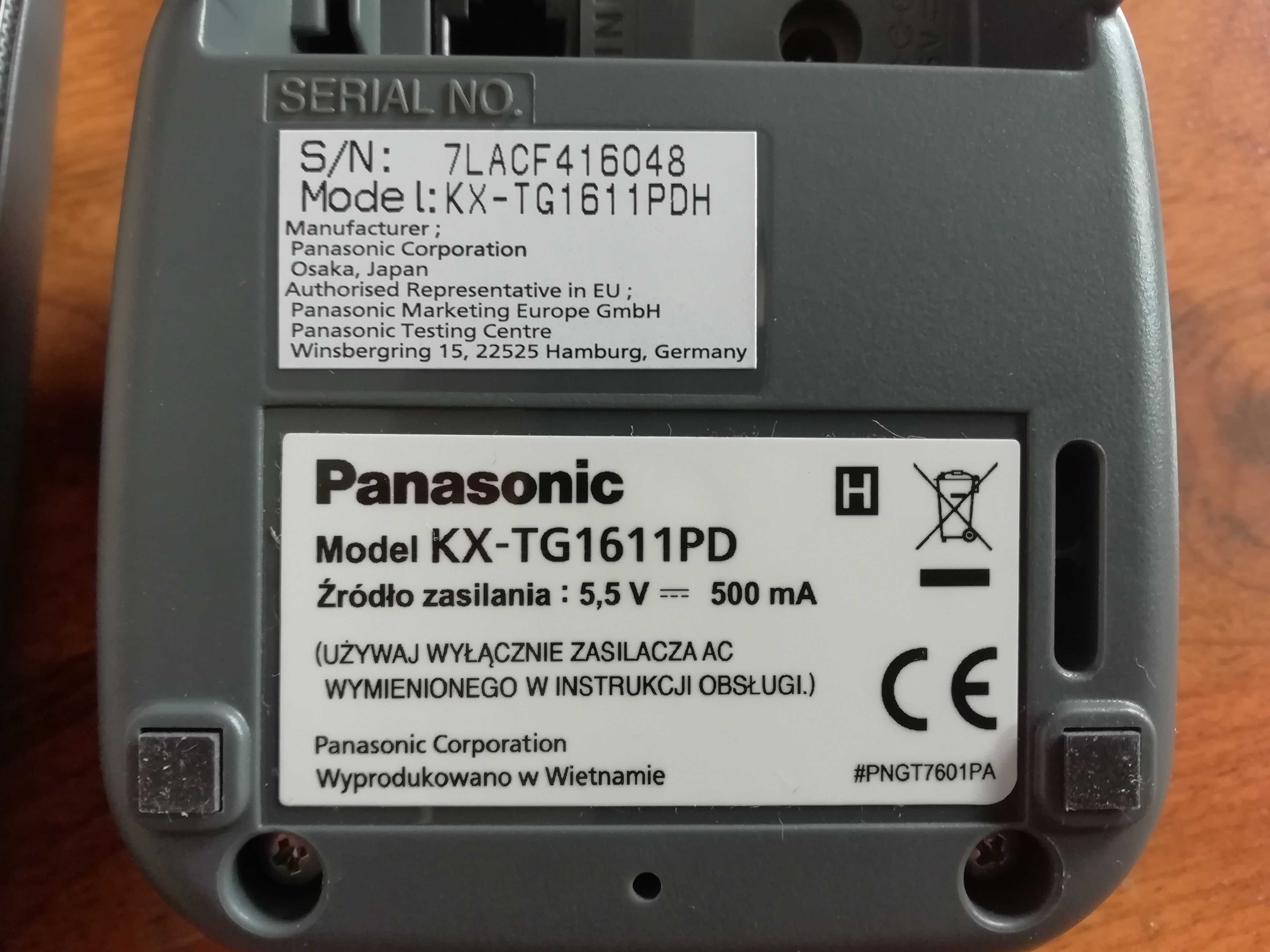 Telefon bezprzewodowy Panasonic KX-TG1611PDH