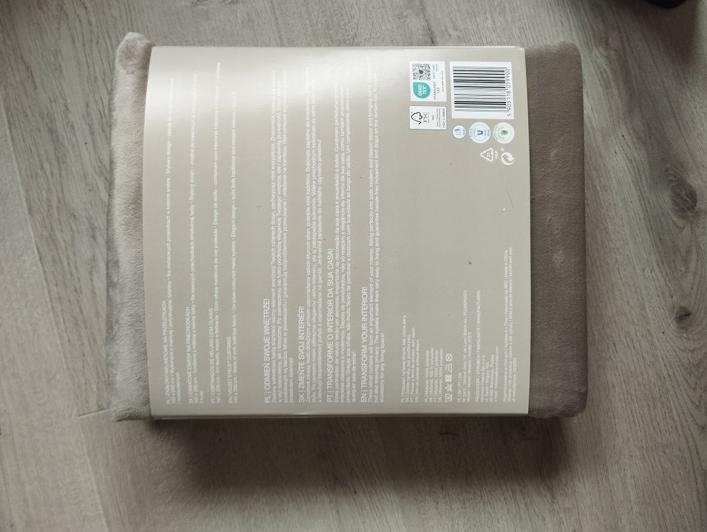 2 zasłony beżowe aksamitne welurowe Smukee 2x zasłona beżowa140/250