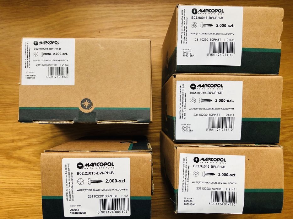 Wkręty do blach z łbem walcowanym 2,9x016, 2,9x095