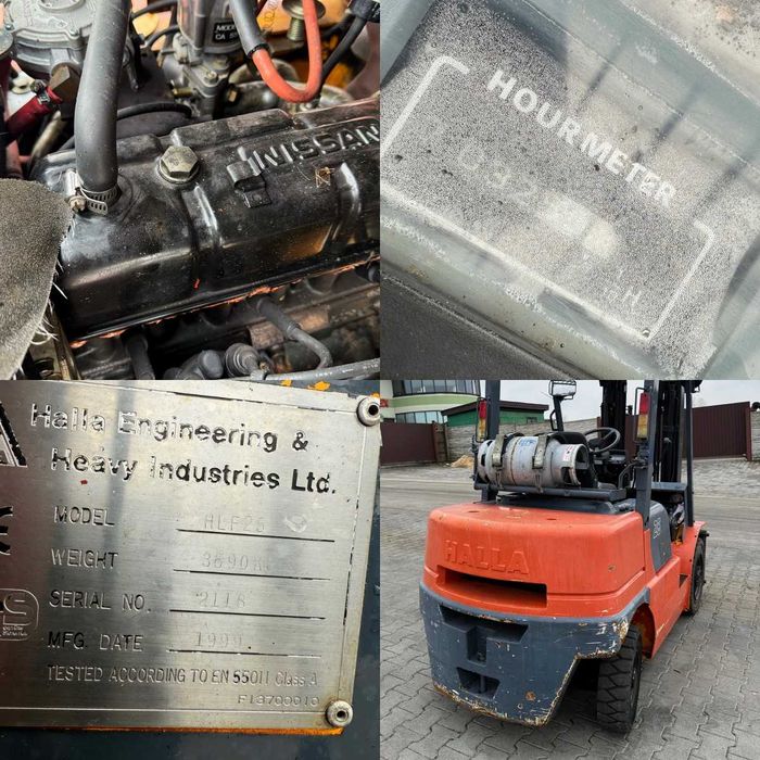 wózek widłowy HALLA FG25 Triplex 4.30m przesuw 2500kg 1999' rok NISSAN
