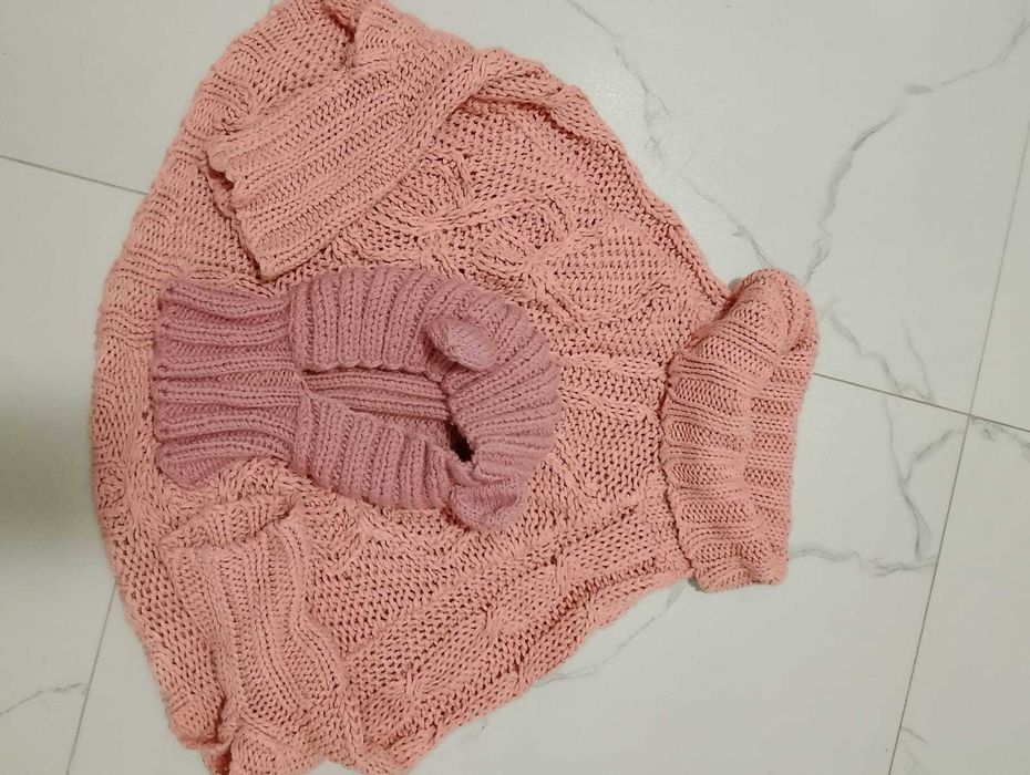 Komplet zimowy dla dziewczynki 116/  122 pudrowy róż