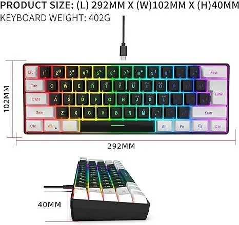 Проводная игровая  клавиатура Snpurdiri 60% RGB Mini с подсветкой