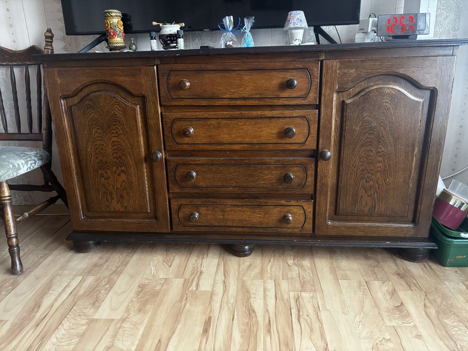 Komoda duża dąb + narożny regał podświetlany