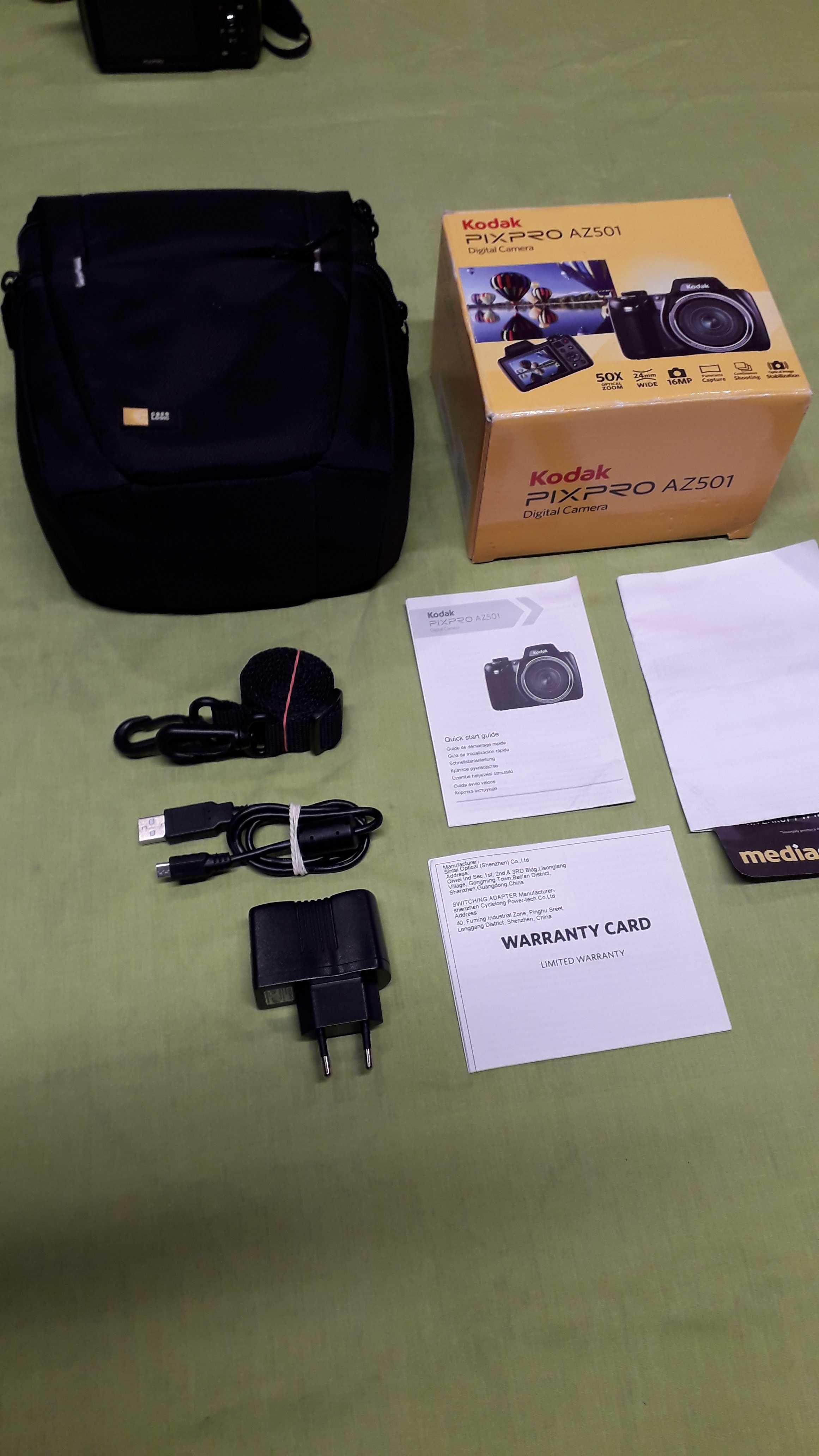 Kodak pixpro AZ501  aparat cyfrowy,torba, ładowarka,8GBkarta  jak nowy