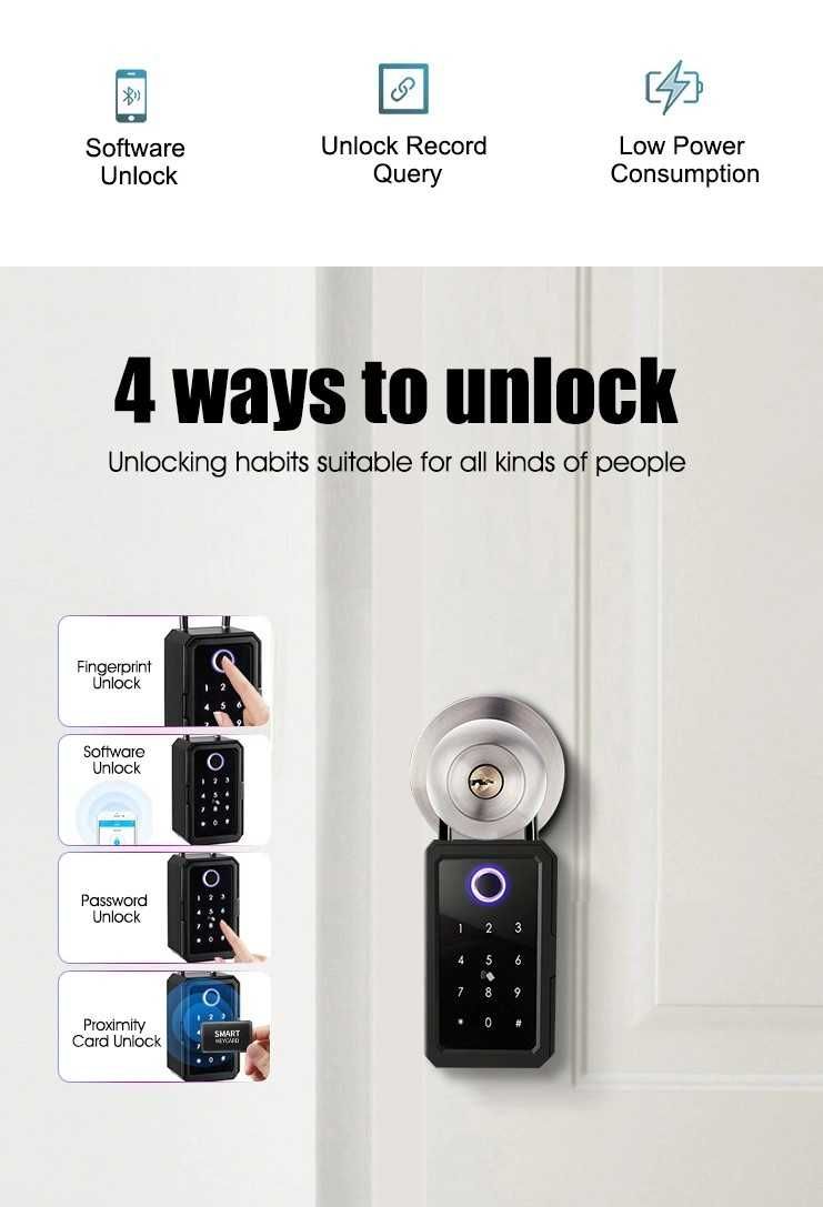 Tuya Digital Key Lock Box Weatherproof Outdoor Safe Wall Fingerprint