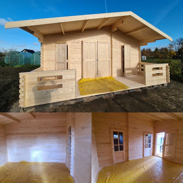 DREWNIANY DOMEK Letniskowy Całoroczny
WEEKEND 25 + 8 M2 Od Ręki  Promo