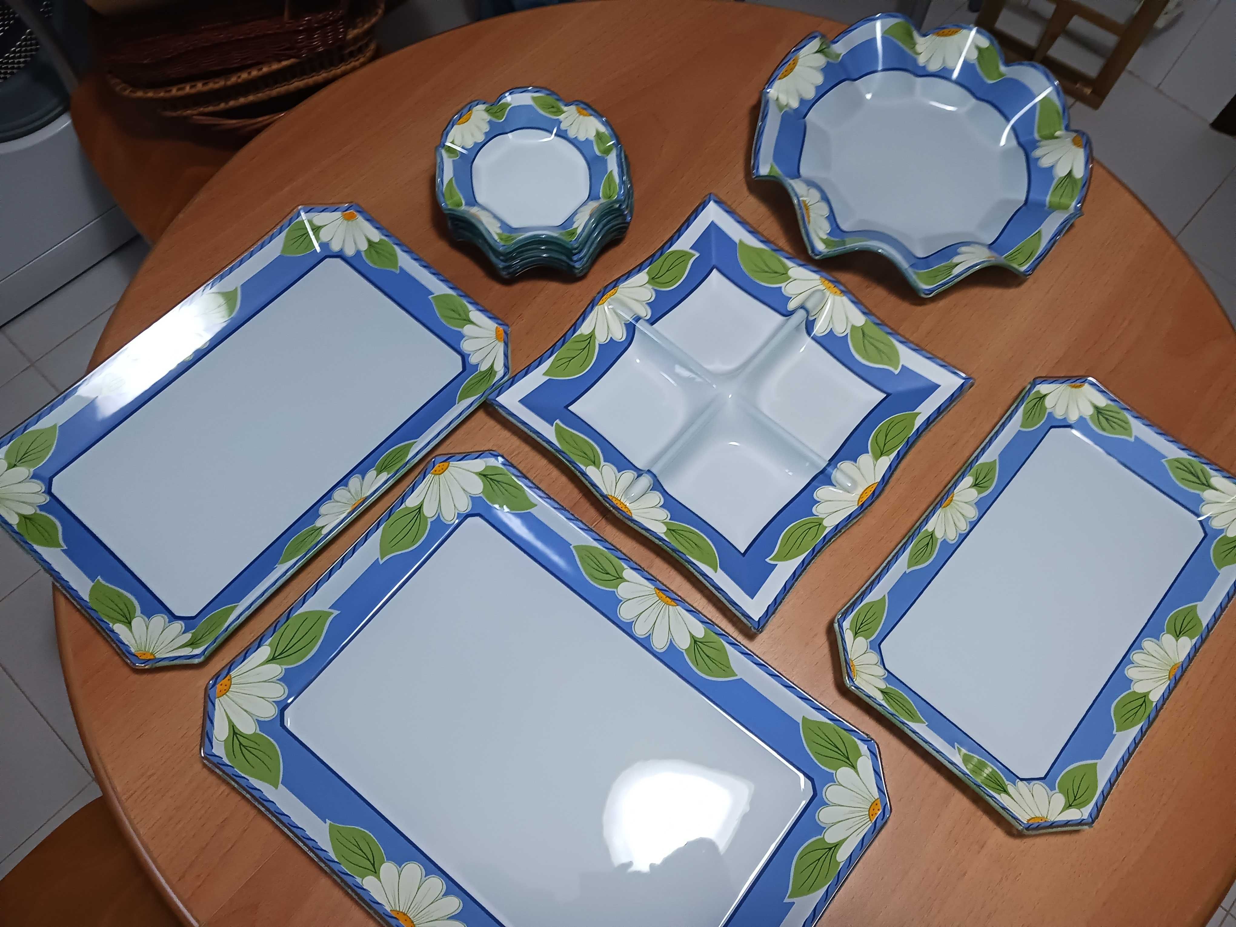 Conjunto de loiça marca Decorglass Octavada, 11 peças