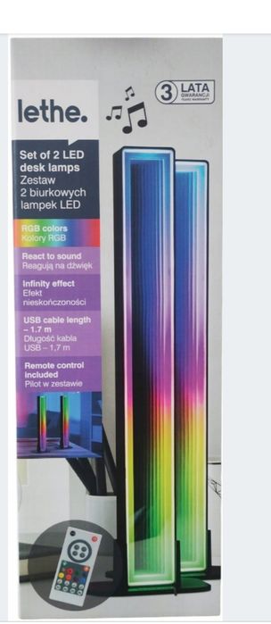 Lethe zestaw 2 biurkowych lampek led Rgb infinity efect