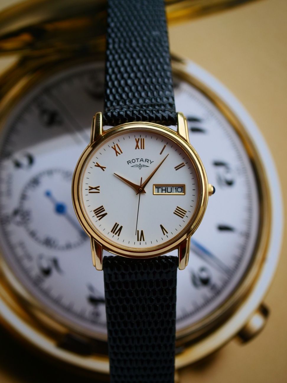 Rotary zegarek kwarcowy japonski mechanizm piękny oryginalny stan