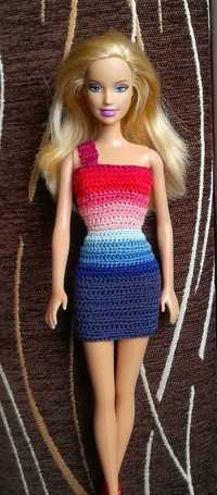 Szydełkowa sukienka, ubranko dla lalki Barbie