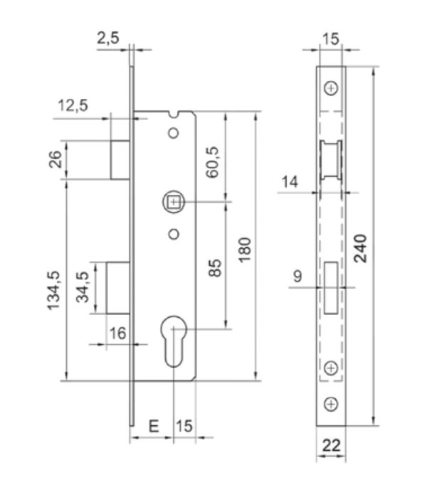 Замок для калитки и алюминиевых дверей. ISEO silver. Италия.