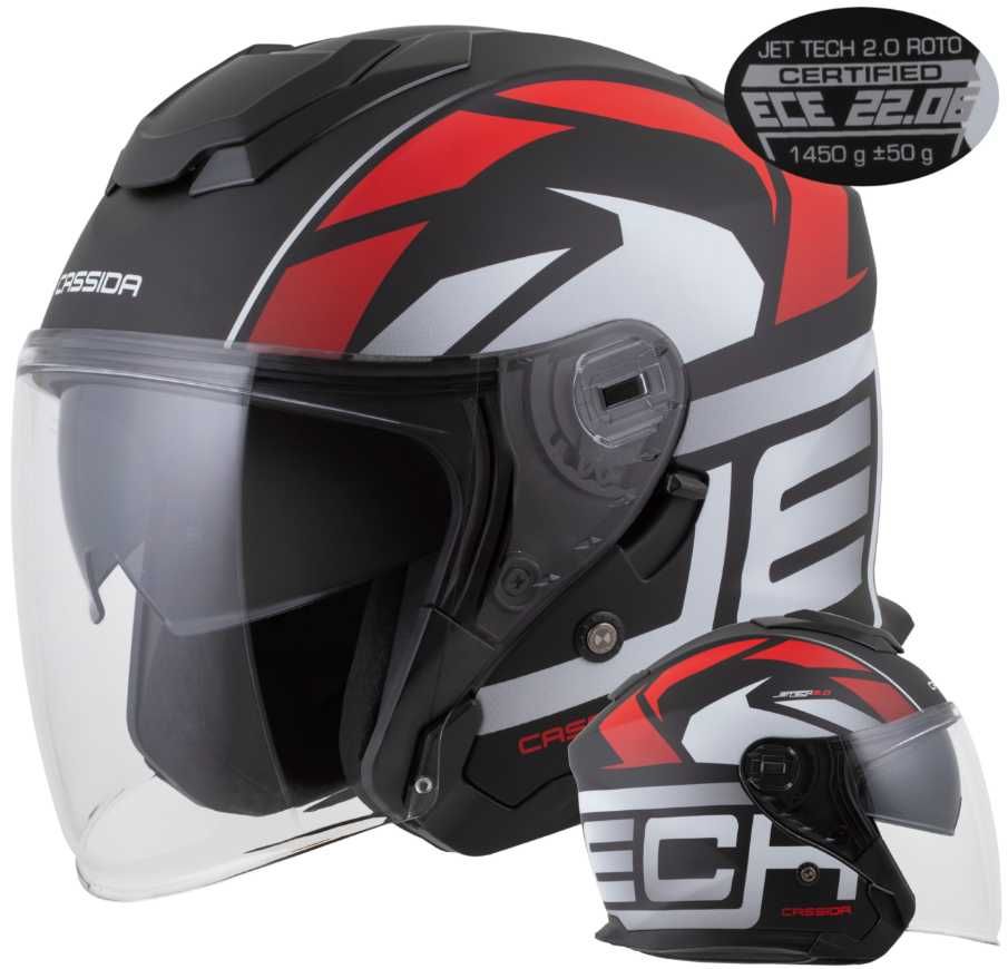 Kask motocyklowy Cassida Jet-Tech szyba antyfog interkom ready XS-XXL